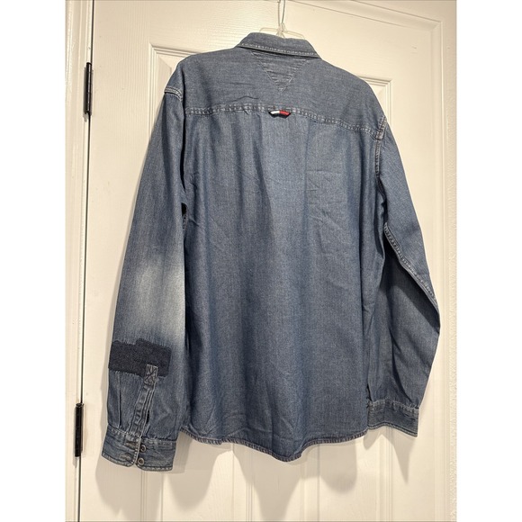 Tommy Hilfiger Shirt Men's XXL Denim Long Sleeve Button Down Blue Jean Vintage - Picture 3 of 13